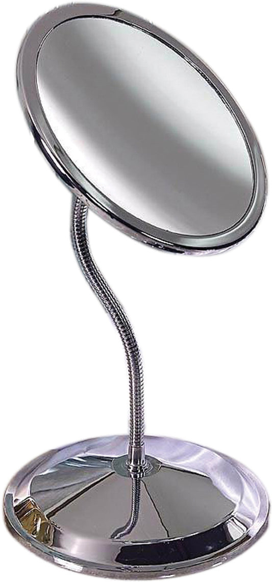 Dual magnification makeup mirror 10X/5X with flexible arm and removable stand