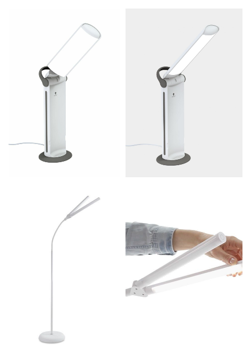 Daylight twist 2 lamp with twistable headlight over images of the