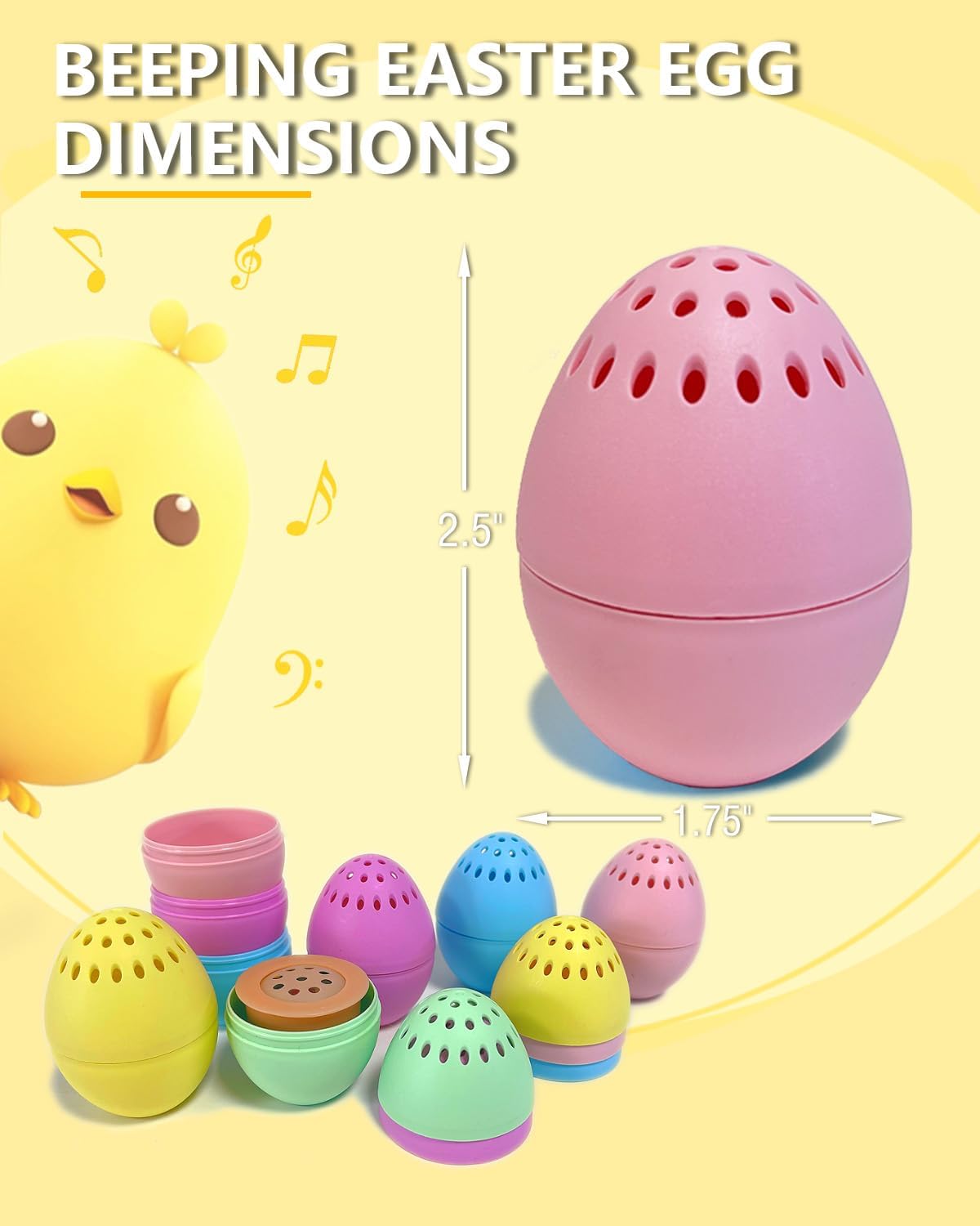 Pink colored egg with holes measuring 2.5 and 1.75 ined each