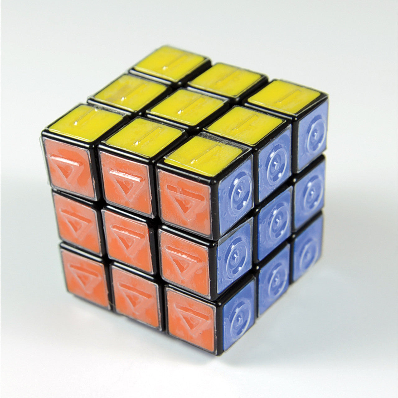 This modified tactile Rubik's Cube has different tactile markings for each color on the cube. This standard sized cube is a timeless and fun challenge.