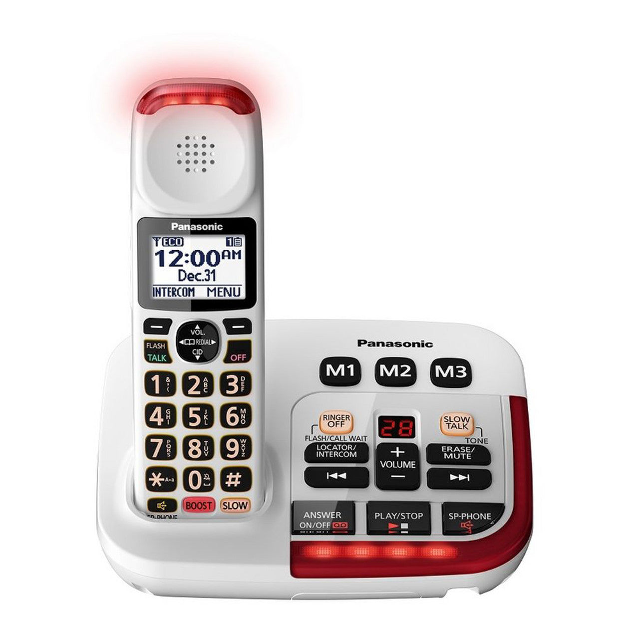 This feature-rich 40dB Phone w/ Caller ID and Answering Machine by Panasonic caters to a wide range of users with low vision or moderate hearing loss.