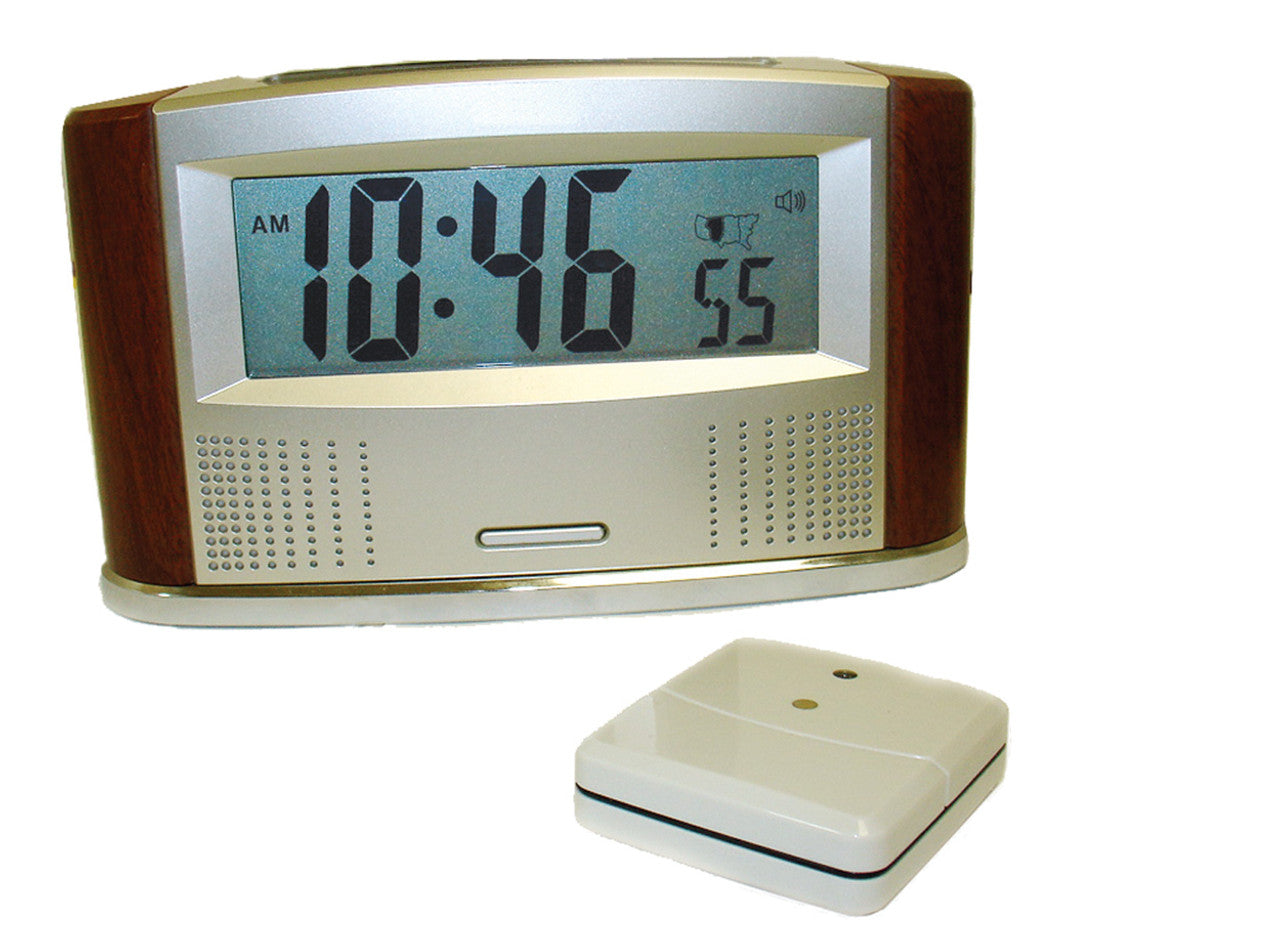 Atomic Talking Clock, Calendar, and Indoor/Outdoor Thermometer for people who are visually impaired includes the most important features you need to keep you on track all day.