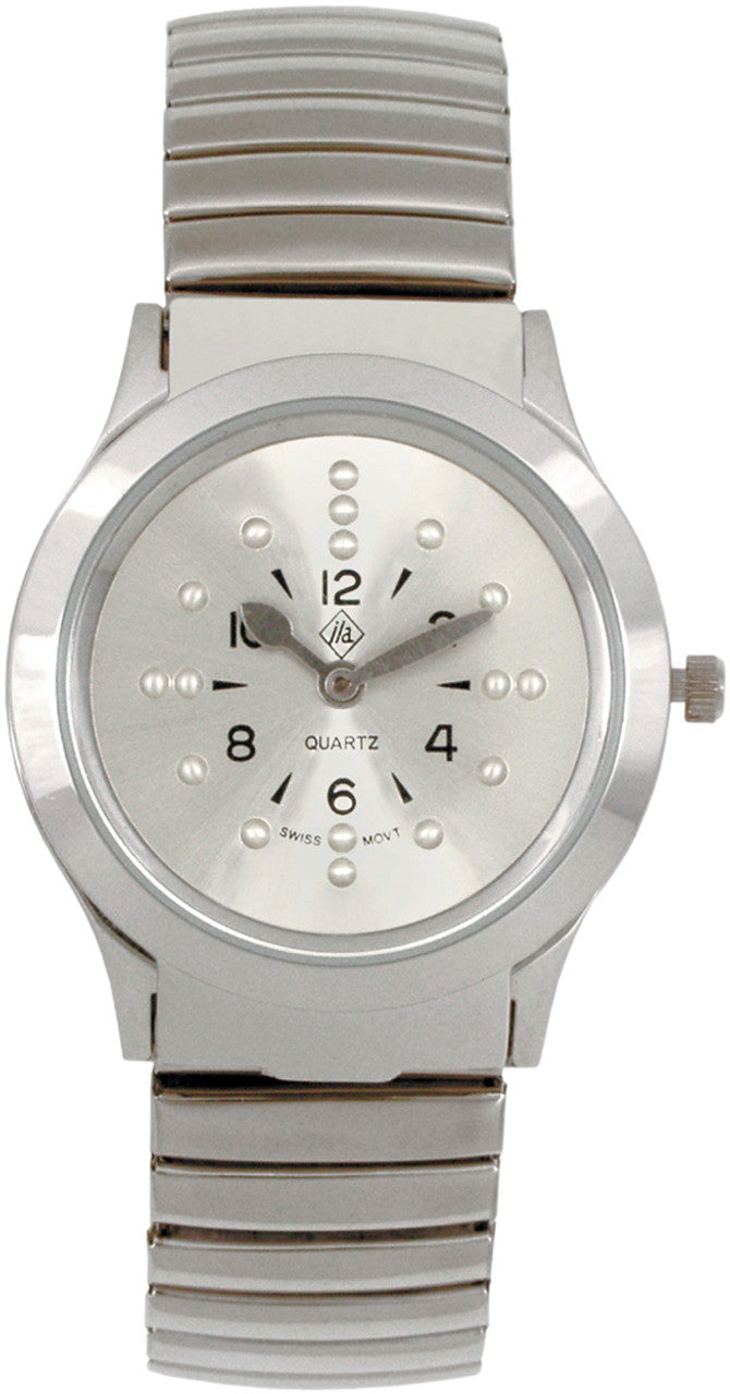 Silver Braille Watch With Expansion Band