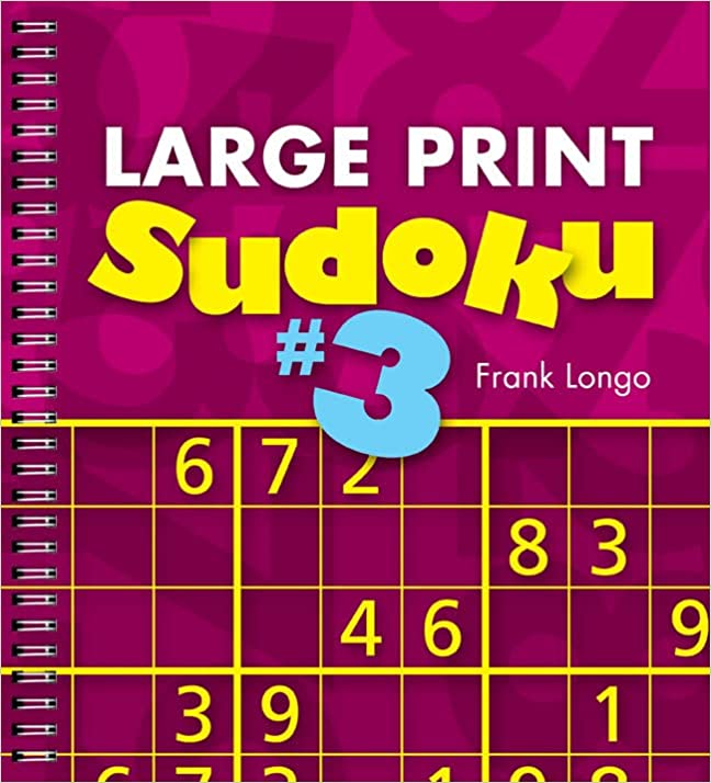 The pink colored Super-sized Large Print Suduko Book 3 equals super-sized fun! Each 8x10 page features just one puzzle, great for players who are low vision