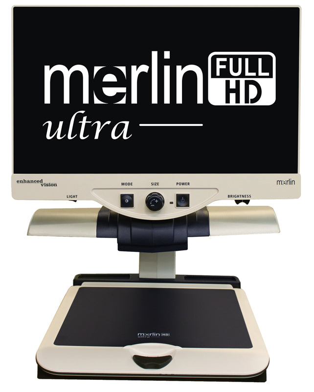 The new affordable Merlin HD Ultra 24 offers full high-definition color and contrast, resulting in sharp crystal clear images and vibrant color accuracy. Merlin ultra’s new Full HD camera allows for a wide field of view, displaying more text on the screen in amazing detail. Simply the greatest value and best picture quality available in HD desktop magnification, there’s even more to see with Merlin ultra!