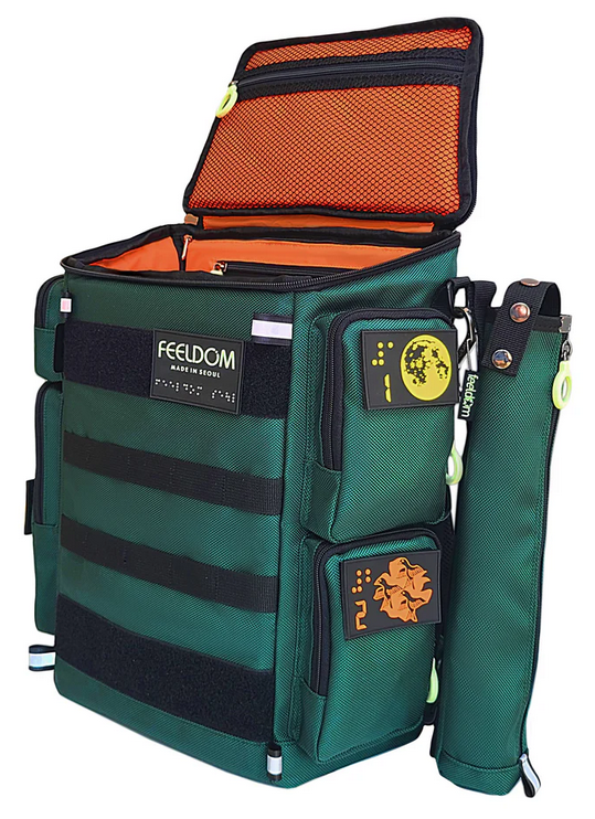 CITY BLOCK - Specialized 16-Pocket Tactile Backpack with Cane Pouch