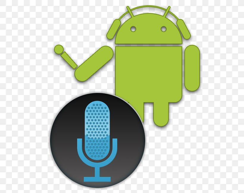 Android logo with a microphone icon