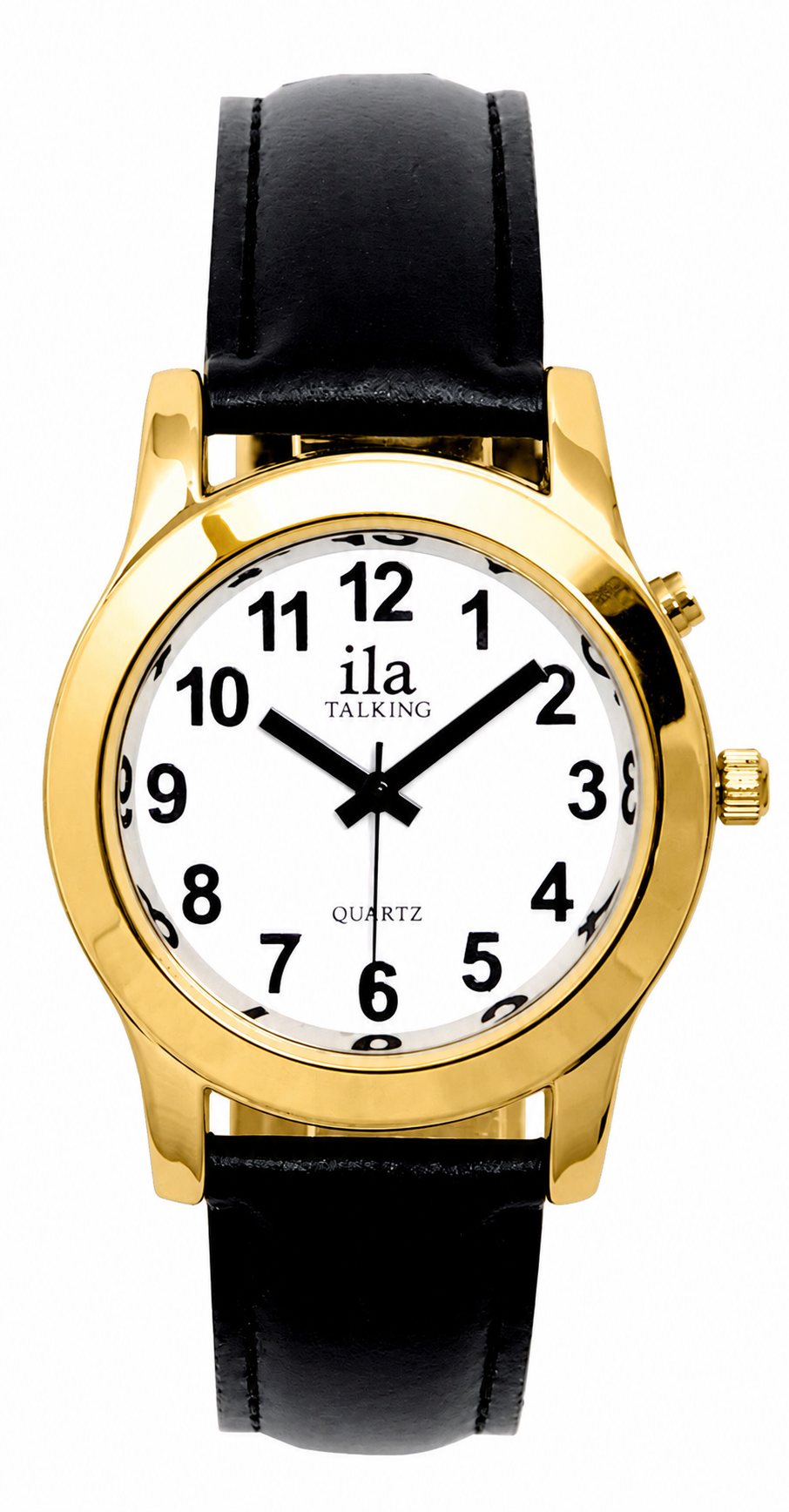 Men's Gold Tone Talking Watch - Leather Strap