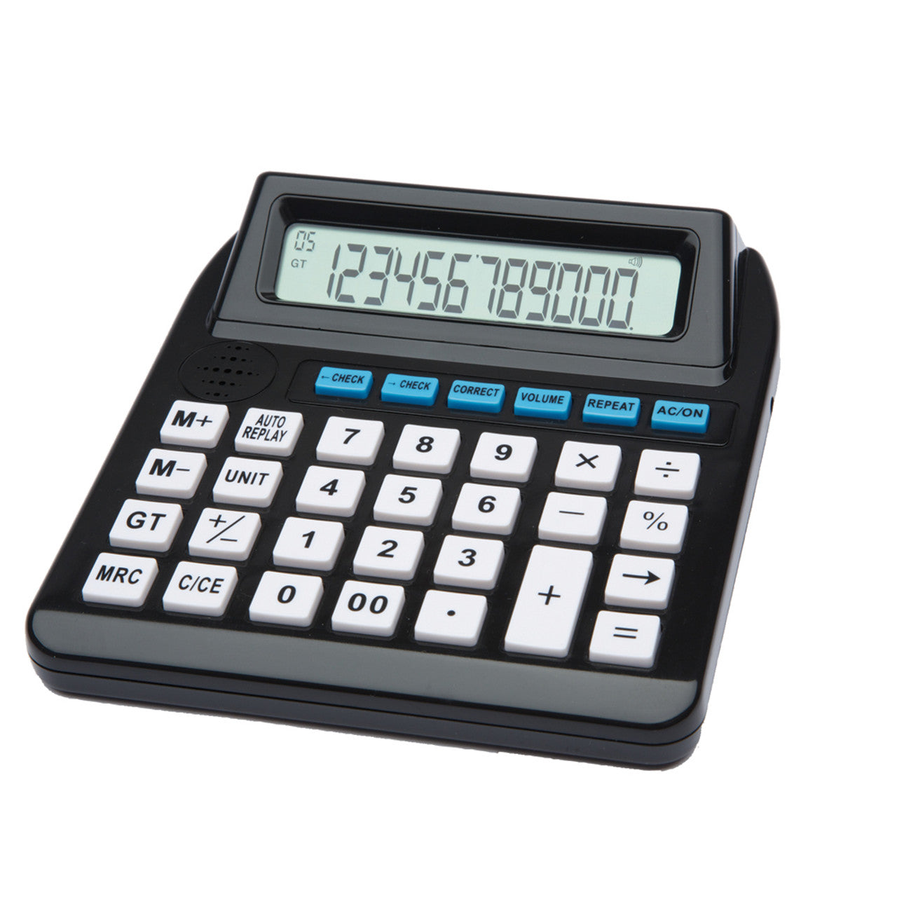 Big Button Talking Calculator with large display and black on white buttons.