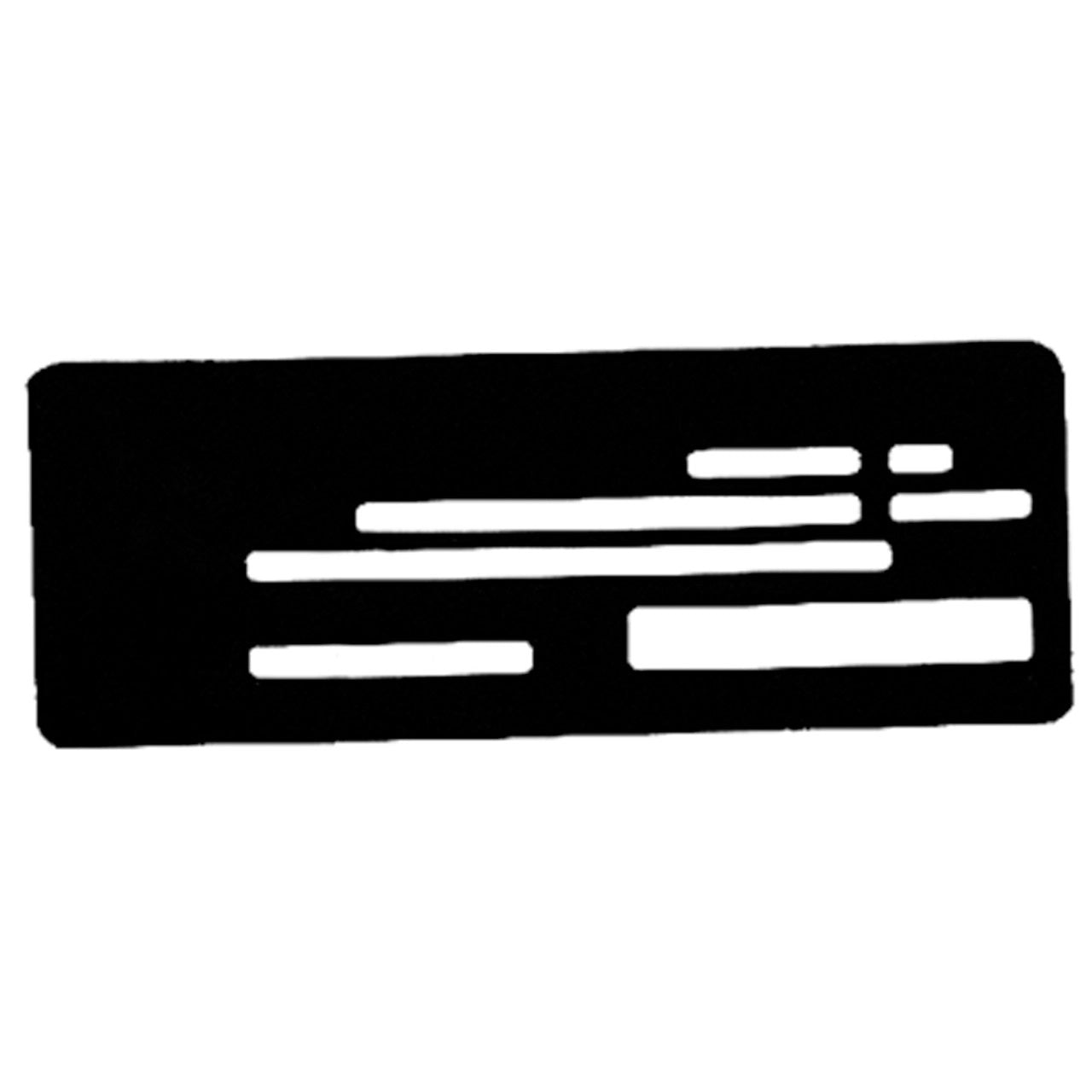 This check writing template fits a business check measuring 3 X 8 inches, and has cutouts for all necessary entries.