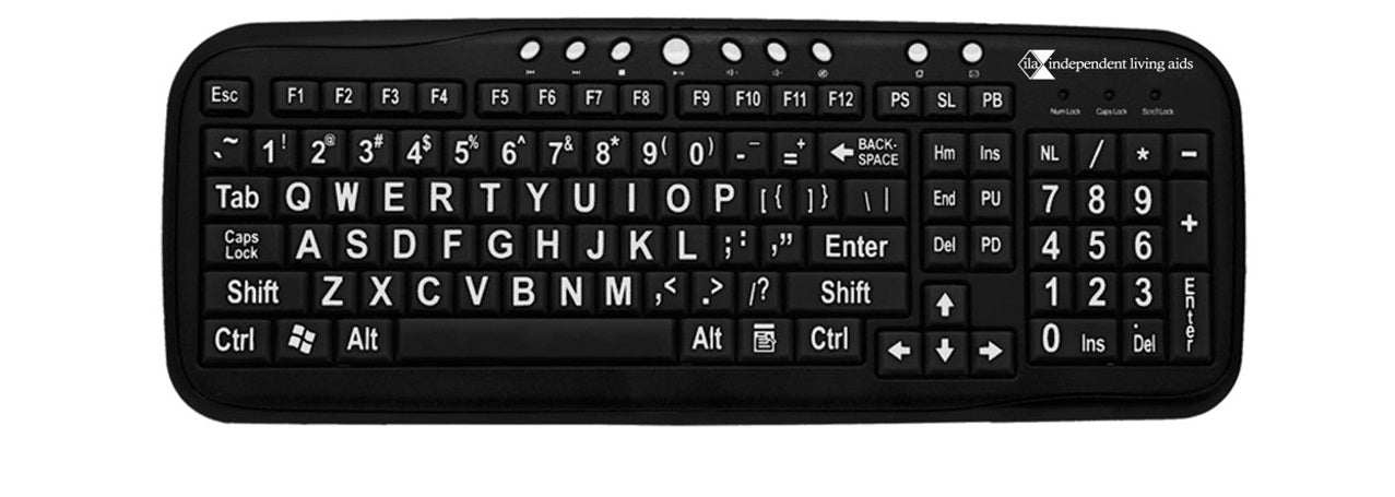 EZ Keyboard White on Black letters and numbers
