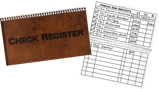 Large Print Check Register and Deposits Booklet overs 12 spacious entry logs with bold letters and numbers with solid black lines making it easy for those with low vision able to easily add their entries in this large Print Chick Register Booklet.