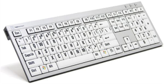 LogicKeys Windows Keyboard showing black letters and numbers on a black background.