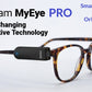 Orcam MyEye Pro magnetically connected to a pair of eyeglasses. Wearable Technology, adaptive technology