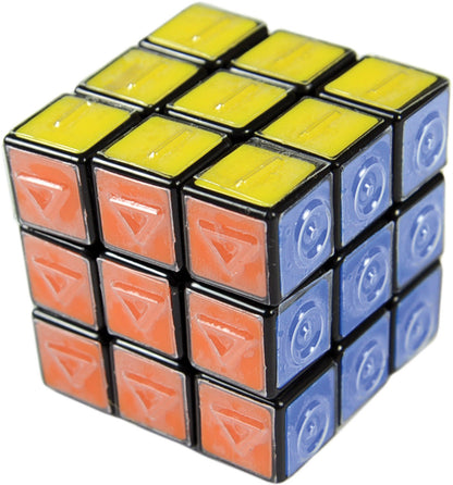 The Tactile Rubix Cube is a classic puzzle with a tactile twist! This blind-accessible version of the best-selling ultimate brain-teasing puzzle has been enhanced with tactile markings on all sides. In traditional play, the Tactile Rubix Cube is scrambled and then solved by twisting and turning it to realign the six matching colors. Challenge yourself and your friends to solve the puzzle just by touch. 