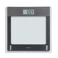 Talking body scale by taylor has Sleek Glass design, outtlind in black and gray giveing high contrast. The display at the to has a read out of 126.4 lbs 