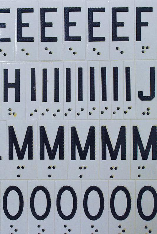 The Touch and See Letters - Numbers With Braille Sheet of 176 peel-off letters and numbers with braille may be used to label canned foods and boxes or learn.