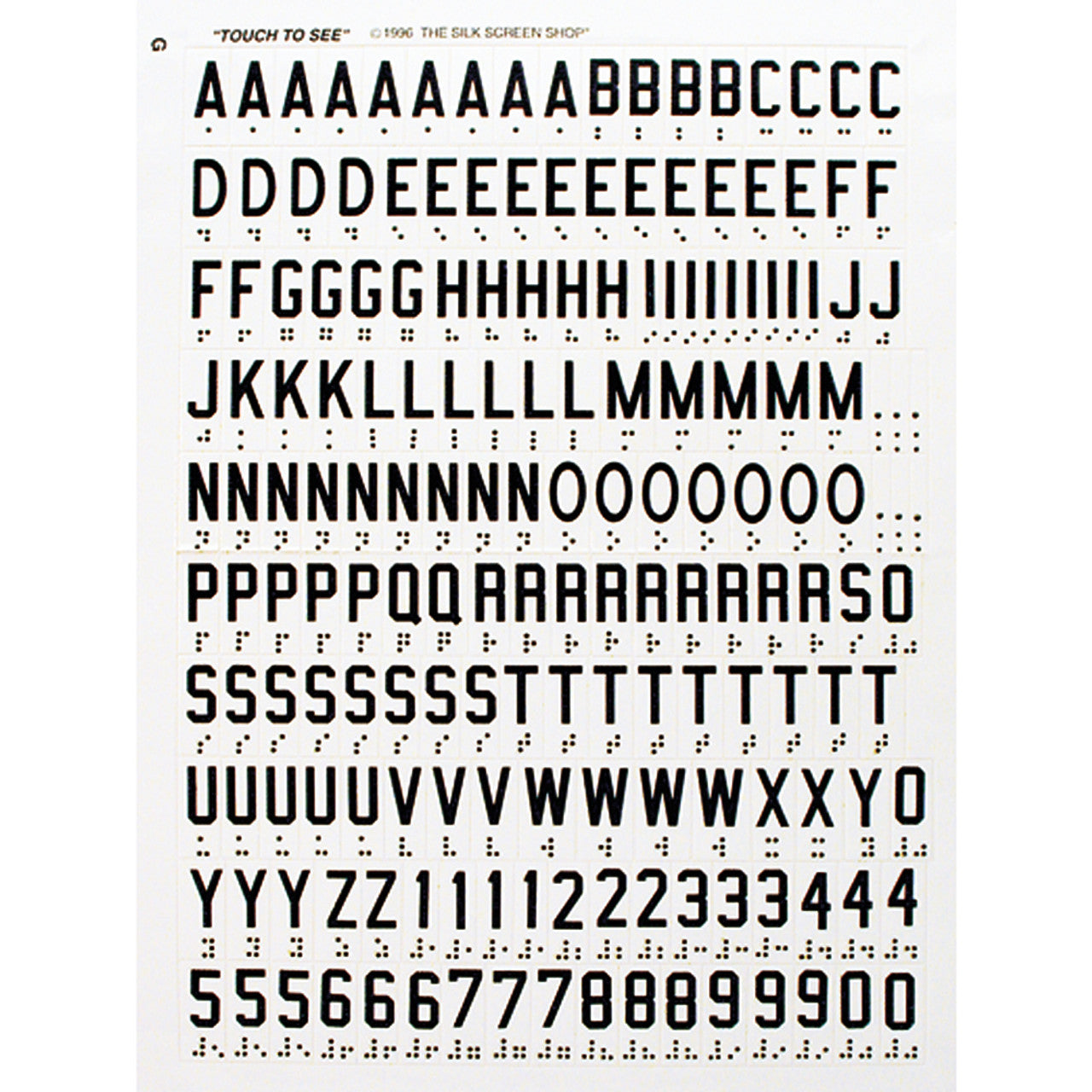 Touch and See Letters - Numbers With Braille - My Tools for Living ...