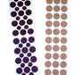 This diverse Variety Texture Stickers-Felt package includes 46 brown felt and 36 cork round flat stick-on. The considerable stick-on measure .50 inches; the small ones are .25 inches in diameter.