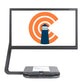 A front facing view of the ClearView C Speech HD Color CCTV  with the Chicago Lighthouse logo in blue and orange in the center of it's screen.